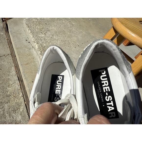 Golden Goose Pure Star White With Silver Glitter Tab Women size 38 US 8 - Picture 8 of 11